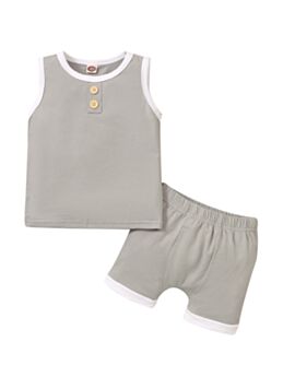 Clearance Sale 2 Pieces Kid Solid Color Tank Top With Shorts Set No Return or Exchange