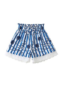Kid Girl Shell Rope Print Stripe Shorts
