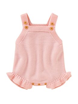 Solid Color Knitted Cami Bodysuit For Baby Girl