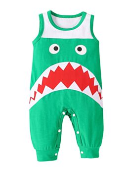 Baby Unisex Cartoon Shark Pattern Tank Jumpsuit