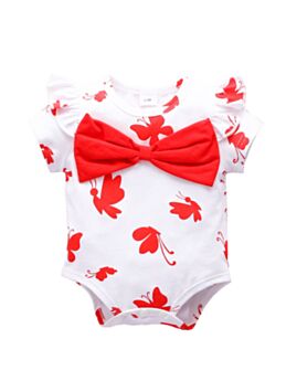 Baby Girl All Over Butterfly Print Bowknot Bodysuit