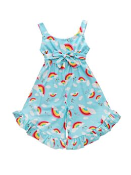 All Over Rainbow Print Cami Overall Jumpsuit