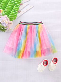Kid Girl Rainbow Gradient Tutu Skirt