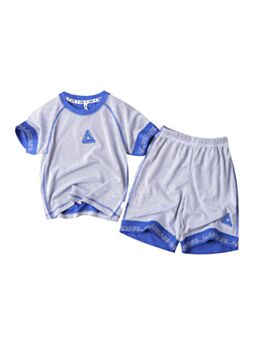 2 Pieces Big Boy Quickly Dry Sports Set Triangle Print Top And Shorts 
