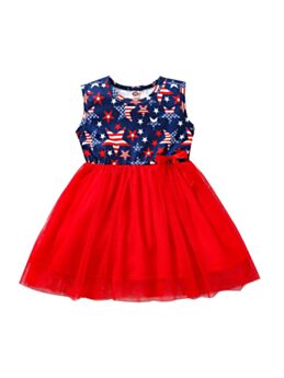 Kid Girl Independence Day Mesh Sleeveless Dress