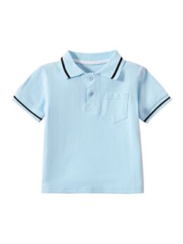 Kid Boy Hit Color Pocket Polo Shirt