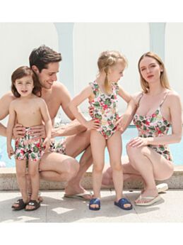 Parent-child Allover Flower Print Swimsuit 
