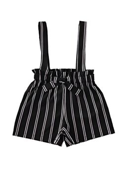  Kid Girl Black Striped Suspender Shorts