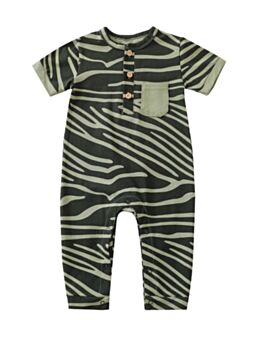 Baby Zebra Pattern Short Sleeve Jumpsuit