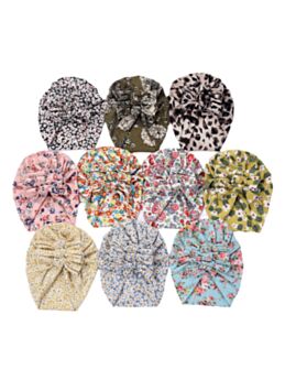 Floral Leopard Print Bow Design Baby Girl Turban Hat 210527812