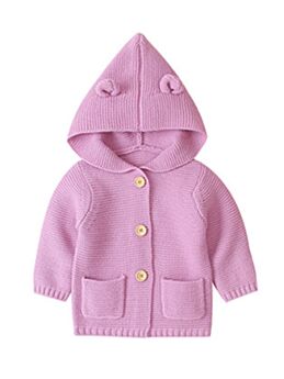 Baby Solid Color Ear Detail Hooded Cardigan 210531900