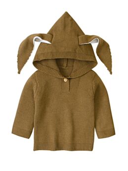 Rabbit Ear Pure Color Knitted Hooded Jumper For Baby 210601002