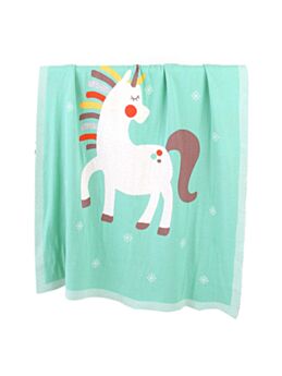 Baby Unicorn Snowflake Print Knit Blanket 210602730