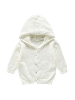 Baby Girl Plain Knitted Solid Color Hooded Top 210609512