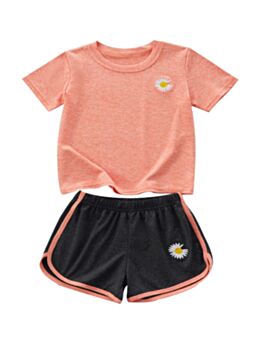 Two Pieces Kid Girl Daisy Flower Print Set TOP And Shorts 210613674