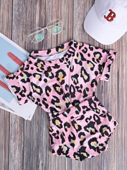 Two Pieces Tie Dye Leopard Snakeskin Cactus Printed Milk Silk Baby Kid Girls Sets  Top And Shorts