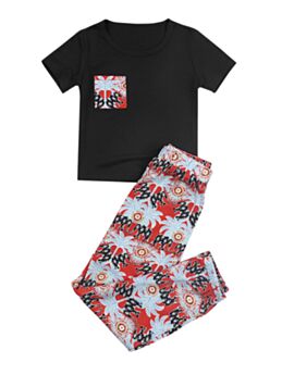 Two Pieces Big Kid Girls Sets Top And Leaves Print Pants 210618085