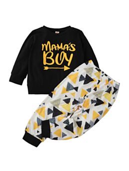 Two Pieces Mama's Boy Geometric Print Toddler Boys Sets Top Matching Trousers 210628977
