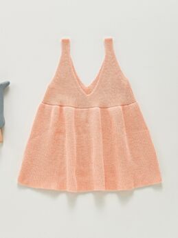 Solid Color Knitted Baby Girl Dress 210701070