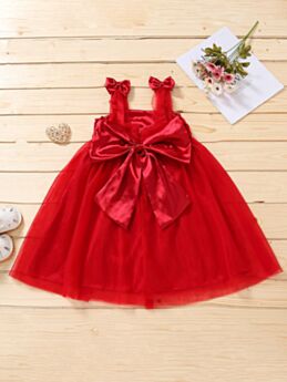 Girls Bow Mesh Sling Party Dress 210705397