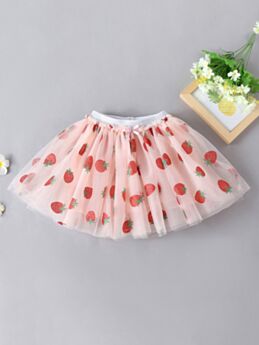 Strawberry Print Kid Girl Mesh Skirt 210709098