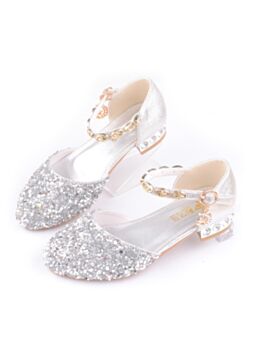 Kid Girl Gold chain Rhinestone Shoes 210709426