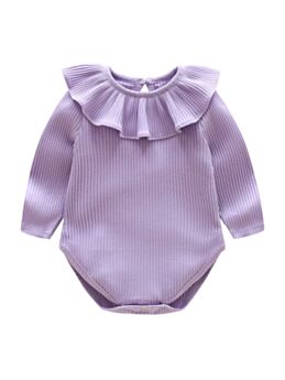 Baby Girl Solid Color Ruffle Trim Ribbed Bodysuit 210710405