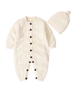Cable-knit Baby Jumpsuit And Hat 21071131