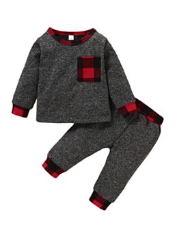 Two Pieces Baby Boy Sets Dark Gray Top And Pants 21071155