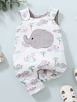 Baby Boy Lion Elephant Print Tank Jumpsuit Wholesale Baby Boutique Clothing 210712094 