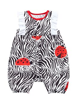 Sleeveless Ladybird Zebra Print Baby Girl Romper 21072517