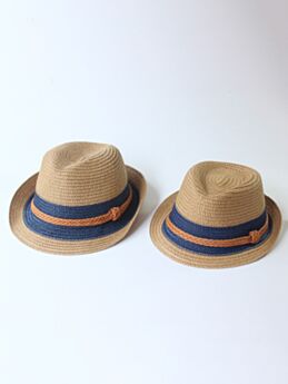 Family Matching Hit Color Straw Fedora Hats 210730094
