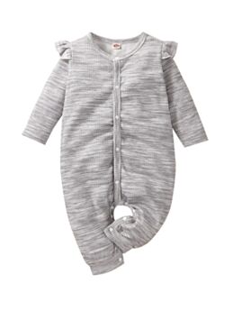 Flutter Sleeve Button Baby Girl Jumpsuit 210730374