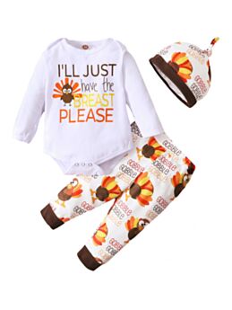 3 Pieces Baby Boy Thanks Giving Outfit Sets  I'll Just Have The Breast Please Print  Wholesale Baby Clothes 21080141 