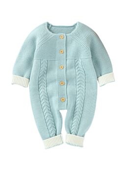 Hit Color Knit Baby Cardigan Jumpsuit 21080881
