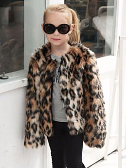Leopard Print Faux Fur Coats For Girls 210809807