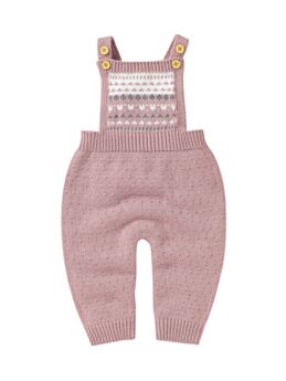 Plain Baby Girl Knitted Overalls 21081503
