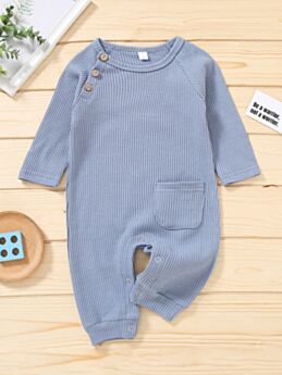 Baby Jumpsuit Solid Color Pocket Decor Wholesale Baby Clothes 210816809