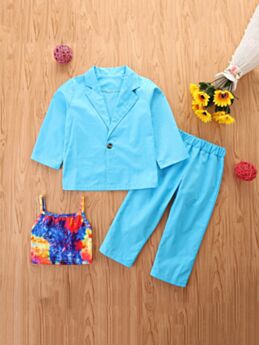 Three Pieces Wholesale Girls Clothes Sets Blazer & Pants & Tie Dye Cami Top 210817598