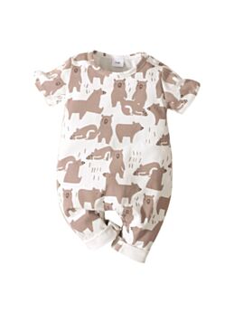  Cartoon Bear Print Baby Jumpsuit Wholesale Baby Clothes 21082262