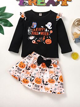 Girls Sets Happy Halloween Print Wholesale Little Girl Clothing 210826918