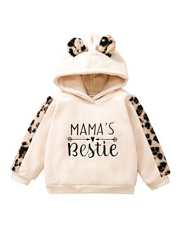 MAMA'S BESTIE Leopard Print Hoodie Kids Wholesale Clothing
beige