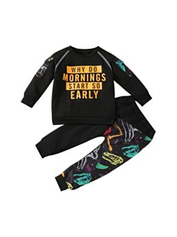 Why Do Mornings Start So Early Dinosaur Print Little Boys Clothes Sets 21082999