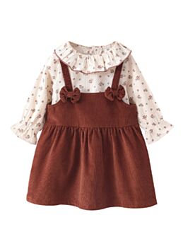 Baby Girl Sets Floral Print  Bouse With Suspender Skirt 210901696