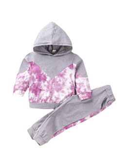 Tie Dye Leopard Print Hooded And Pants Wholesale Girls Fashion Clothes Sets 210902060