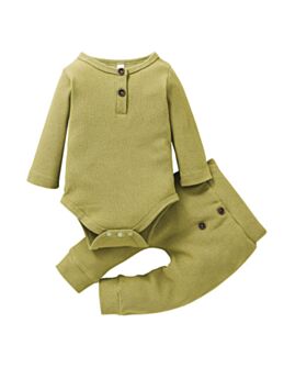 Plain Ribbed Wholesale Baby Clothes Sets Bodysuit & Pants 210913241