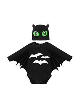 Halloween Bat Shape Bodysuit With Hat Wholesale Baby Clothing 210913599
