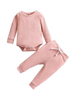 Solid Color Ribbed Bodysuit Plants Wholesale Baby Clothing Sets 210926024