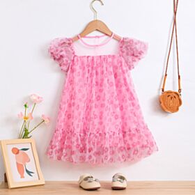 18M-6Y Flower Mesh Bubble Dress Wholesale Kids Boutique Clothing