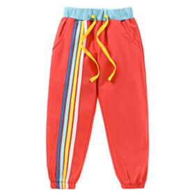 18M-7Y Rainbow Print Red Colorblock Pants Trousers Wholesale Kids Boutique Clothing KPV491814